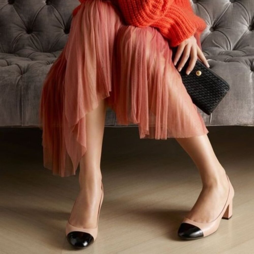NWOT Sz 7.5 Cole Haan Dawna Grand Pump Nude & Black Patent Toe